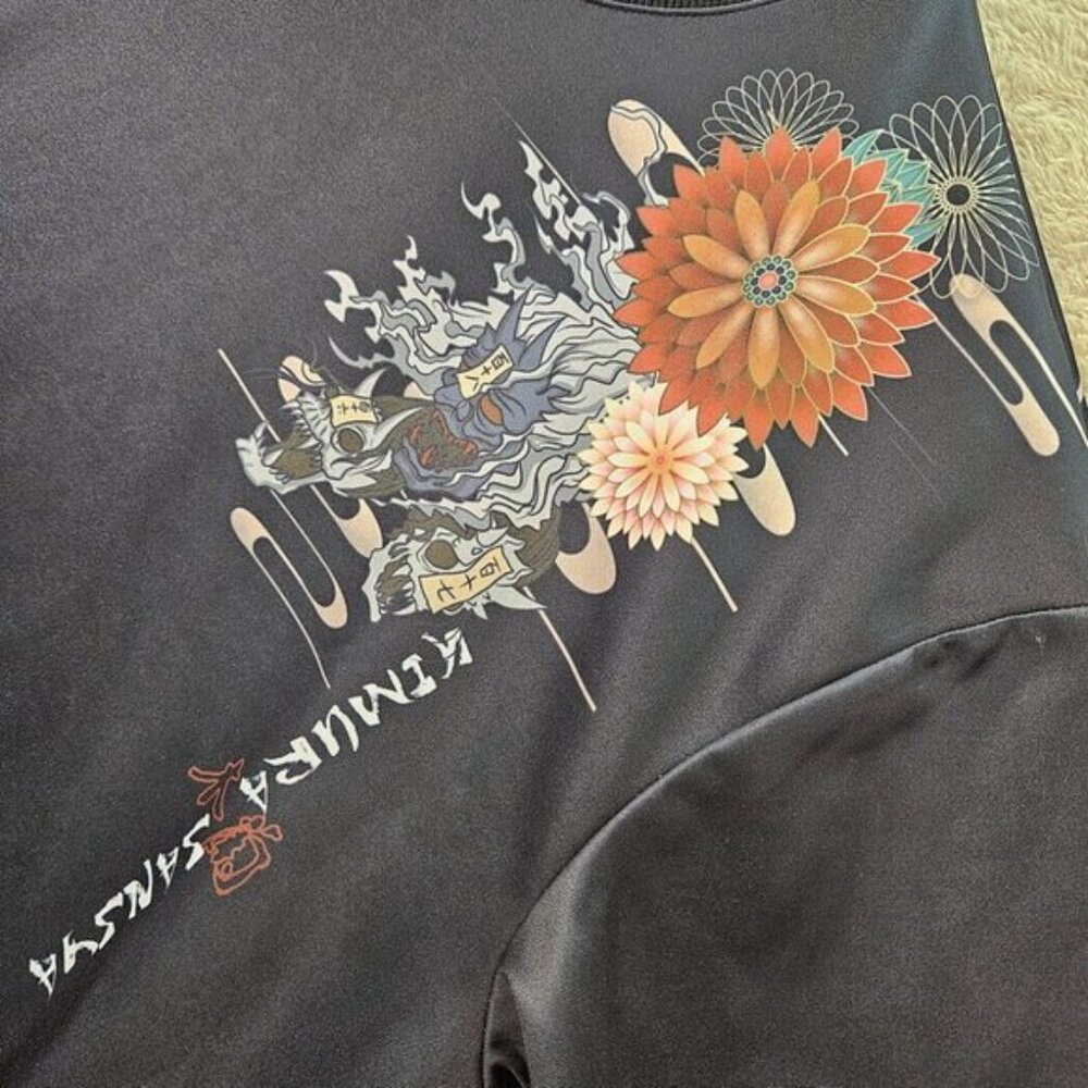 Mulan Samurai Geisha Tattoo Graphic Art Floral Japan Black T-Shirt Men’s Size M - Picture 8 of 11
